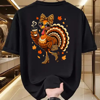 Best Thanksgiving Family Shirt , Funny Thanksgiving UnisexT-Shirt/Hoodie/Sweatshirt HLT00 - Leopard Turkey Drinking Coffee Women Thanksgiving Turkey Day T-Shirt