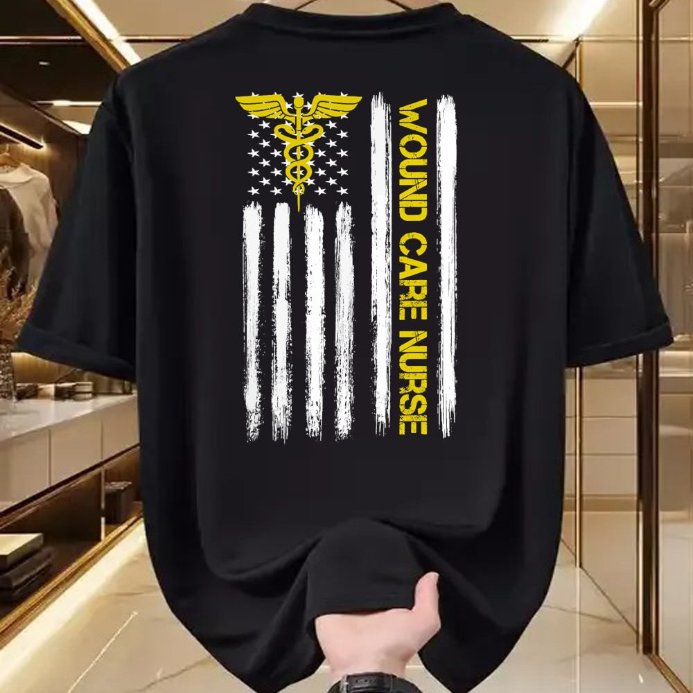 Funny Nurse Shirt, Nurse Unisex T-Shirt/Hoodie/Sweatshirt HLT00 - American Flag Wound Care Nurse  Nursing Department Wound T-Shirt