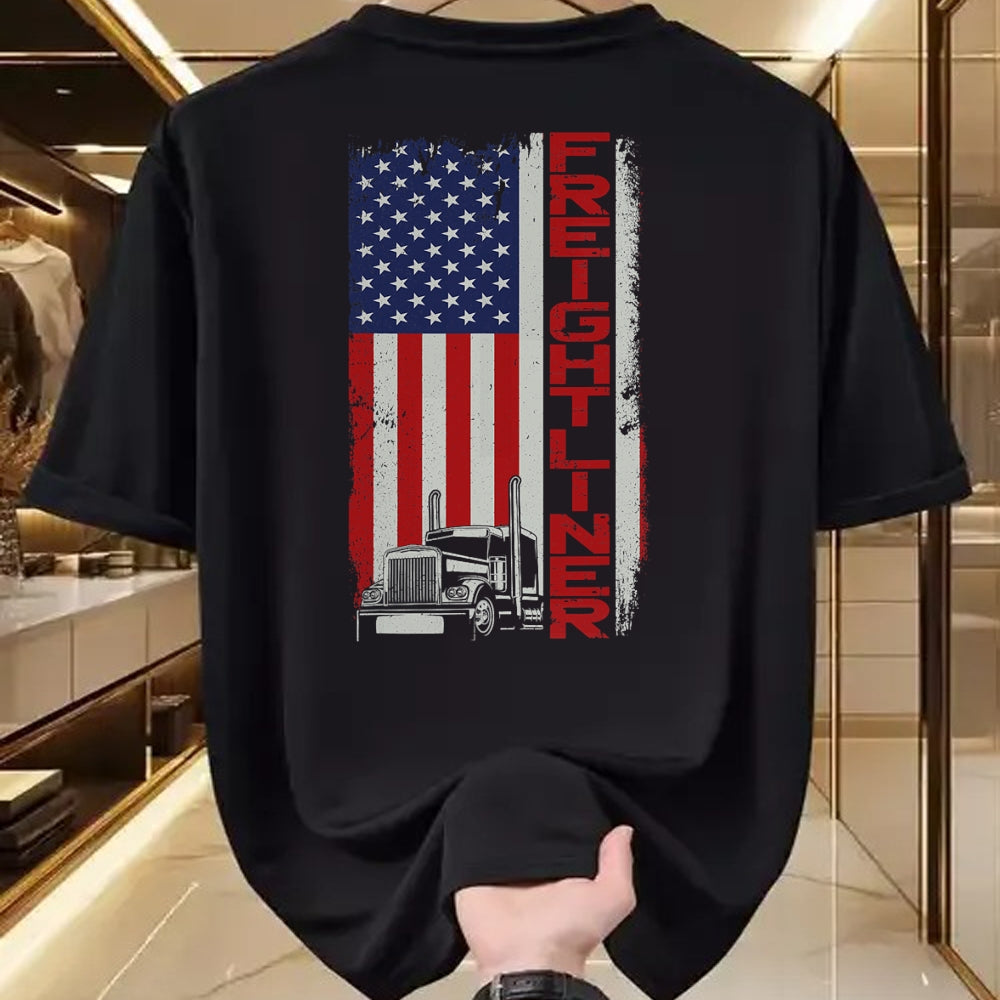 Best Truck Driver Life Shirt, Funny Trucker UnisexT-Shirt/Hoodie/Sweatshirt HLT00 - Trucker Truck Driver Halloween Pun Vintage USA American Flag T-Shirt