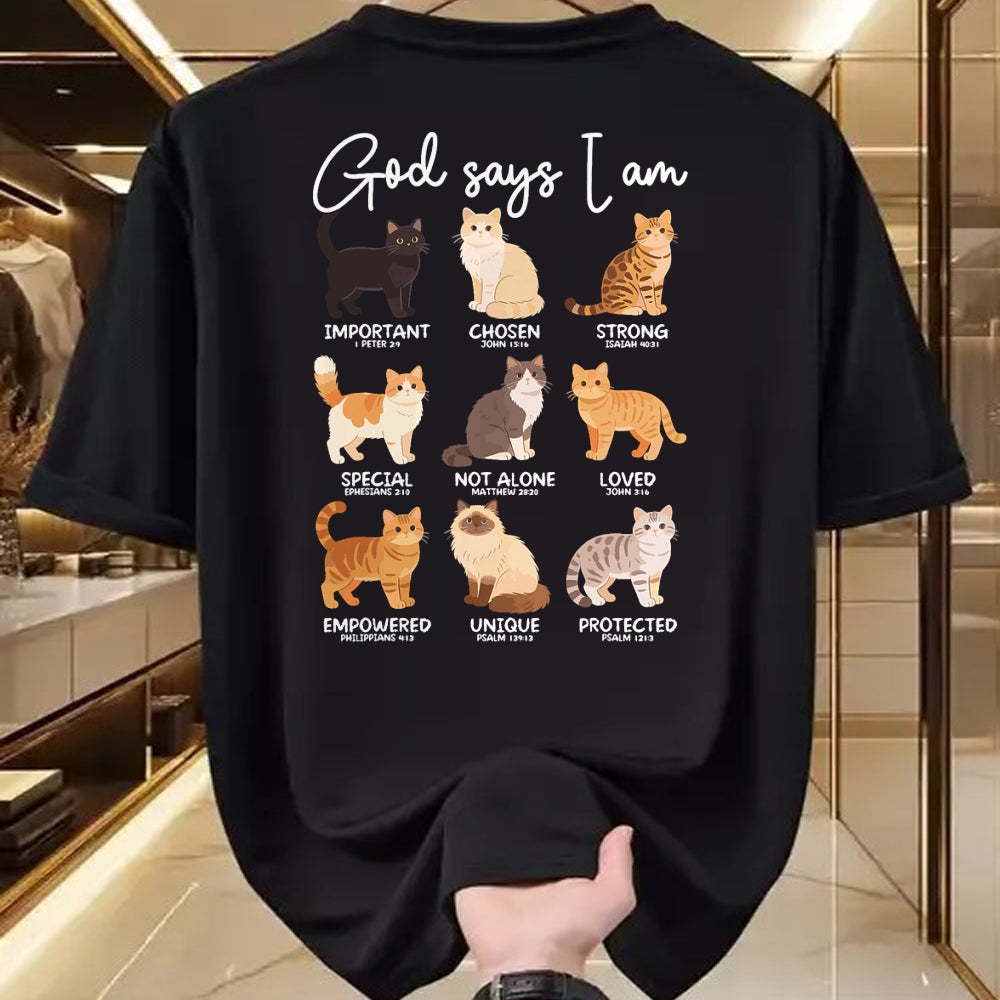 Cat Love Shirt, Funny Cat Lover Gift UnisexT-Shirt/Hoodie/Sweatshirt HLT00 - God Says I Am Bible Verses Christian Scripture Cat T-Shirt