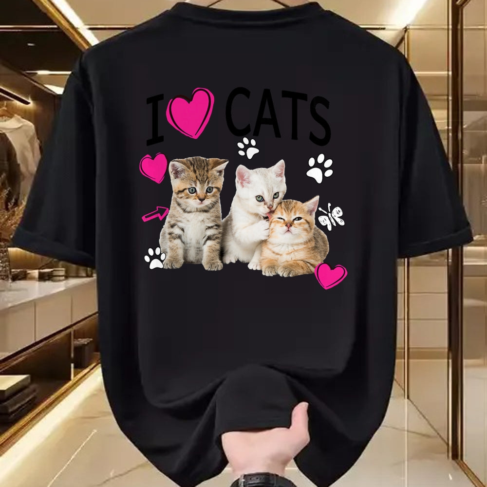 Cat Love Shirt, Funny Cat Lover Gift UnisexT-Shirt/Hoodie/Sweatshirt HLT00 - Cat Lover Tee Cute I Love Cats Kittens Hearts Paws Gift Idea T-Shirt