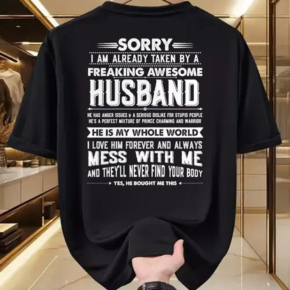 Best Wife Shirt, Wife and Husband Unisex T-Shirt/Hoodie/Sweatshirt HLT00 - Taken by a Freaking Awesome Husband Funny Wife T-Shirt (1)