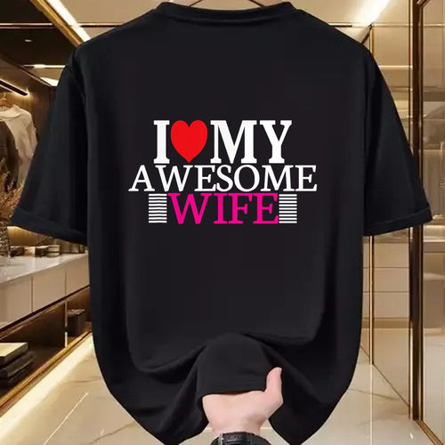 Best Wife Shirt, Wife and Husband Unisex T-Shirt/Hoodie/Sweatshirt HLT00 - I Love My Awesome Wife Valentines Day Husband Wife Gifts T-Shirt