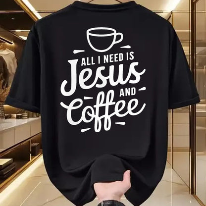 Christian Tee, Christian Faith Unisex T-Shirt/Hoodie/Sweatshirt HLT00 -  All I Need Is Jesus And Coffee Shirt Men Women Religious T-Shirt