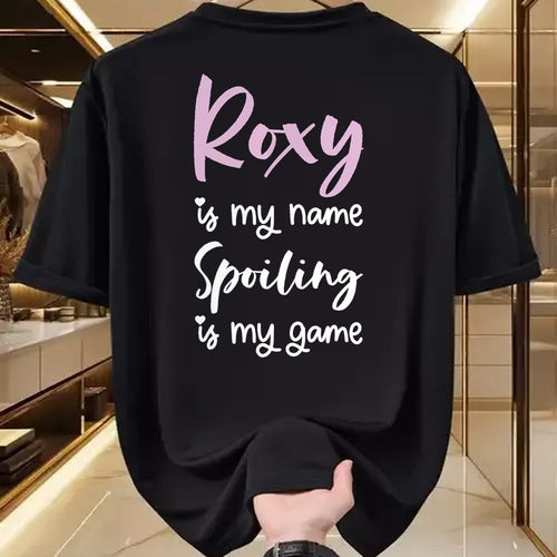 Best Wife Shirt, Wife and Husband Unisex T-Shirt/Hoodie/Sweatshirt HLT00 - Roxy Name Personalized Women Spoiled Girl Cute Pink Black T-Shirt (1)