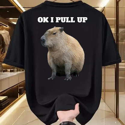 Cute Capybara Shirt, Funny Capybara Unisex T-Shirt/Hoodie/Sweatshirt HLT00 - Ok I Pull Up Capybara T-Shirt