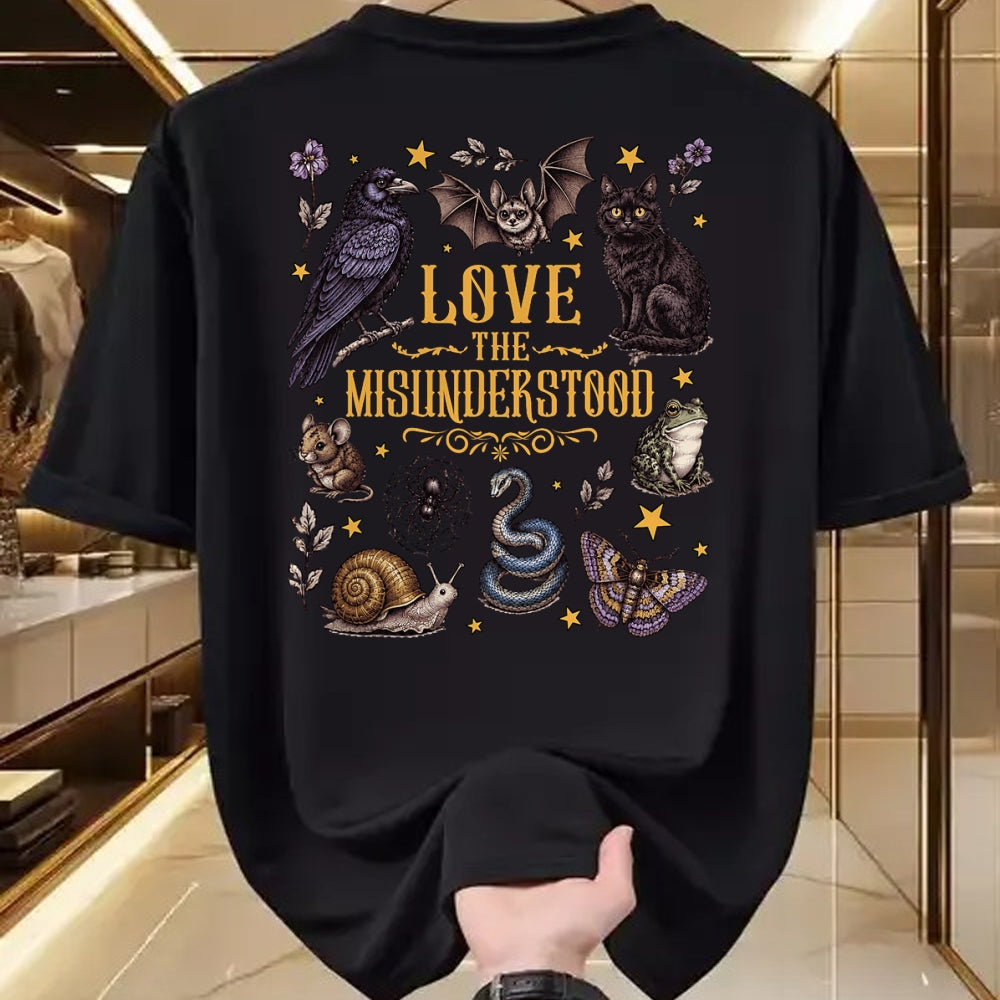 Cat Love Shirt, Funny Cat Lover Gift UnisexT-Shirt/Hoodie/Sweatshirt HLT00 - Vintage Love The Misunderstood Bat Raven Cat Snake Moth Frog T-Shirt
