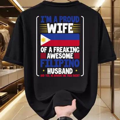 Best Wife Shirt, Wife and Husband Unisex T-Shirt/Hoodie/Sweatshirt HLT00 - Wedding Gift Proud Wife Freaking Awesome Filipino Husband T-Shirt