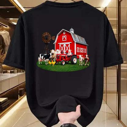 Best Farmer Life Shirt, Funny Farmer UnisexT-Shirt/Hoodie/Sweatshirt HLT00 - Red Barn Tractor with Farm Animals Country Living T-Shirt