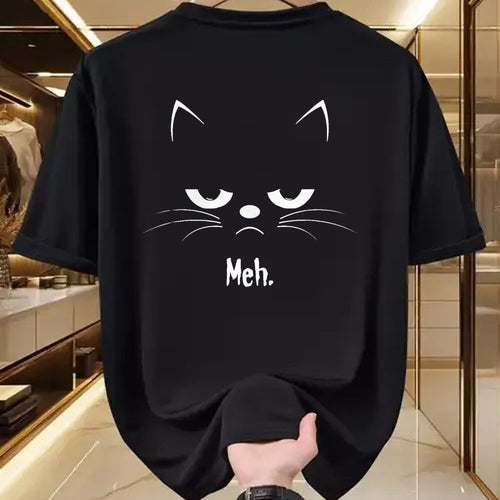 Cat Love Shirt, Funny Cat Lover Gift UnisexT-Shirt/Hoodie/Sweatshirt HLT00 - Sarcastic Funny Angry Cat Meh Halloween Costume T-Shirt, Men, Black, XX-Large