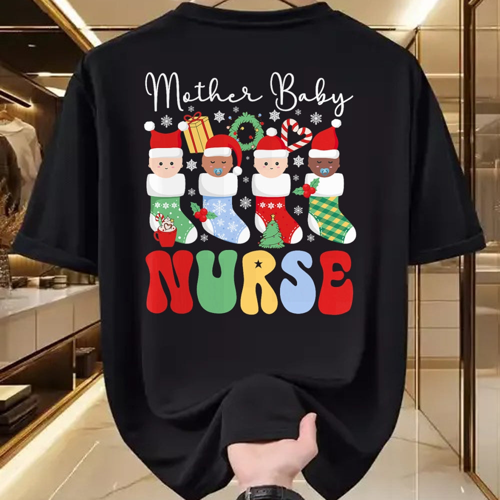 Funny Nurse Shirt, Nurse Unisex T-Shirt/Hoodie/Sweatshirt HLT00 - Mother Baby Nurse Christmas Professional Baby Wrapper T-Shirt