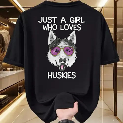 Dog Love Shirt, Dog Lover Gift T-Shirt/Hoodie/Sweatshirt HLT00 - Just A Girl Who Loves Huskies Dog Lover Gifts Husky Owner T-Shirt