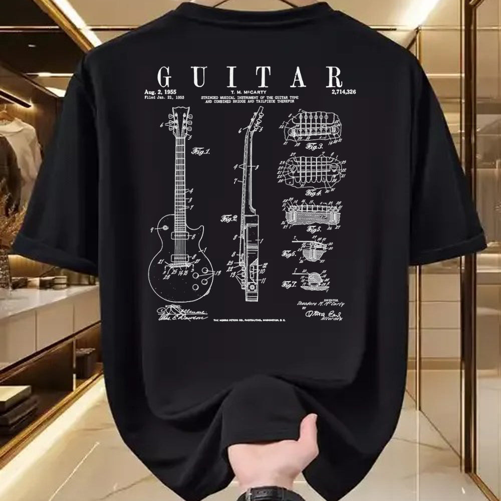 Guitar Lover Shirt, Funny Guitar UnisexT-Shirt/Hoodie/Sweatshirt HLT00 - Electric Guitar Vintage Patent Guitarist Drawing Print T-Shirt
