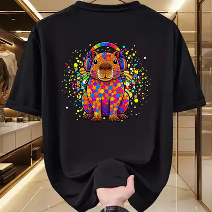 Cute Capybara Shirt, Funny Capybara Unisex T-Shirt/Hoodie/Sweatshirt HLT00 - Funny Capybara Dots Art Animal Lovers Students Boys Girls T-Shirt (2)