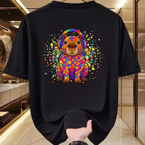 Cute Capybara Shirt, Funny Capybara Unisex T-Shirt/Hoodie/Sweatshirt HLT00 - Funny Capybara Dots Art Animal Lovers Students Boys Girls T-Shirt (2)