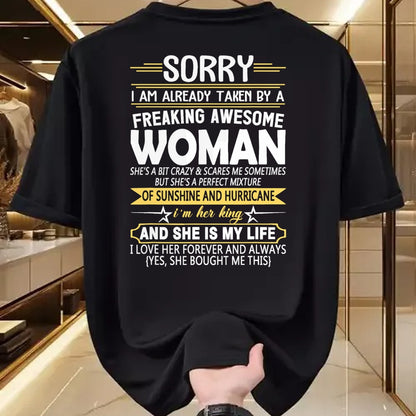 Best Wife Shirt, Wife and Husband Unisex T-Shirt/Hoodie/Sweatshirt HLT00 - Mens Sorry I'm Already Taken by a Freaking Awesome Girl T-Shirt