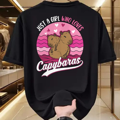 Cute Capybara Shirt, Funny Capybara Unisex T-Shirt/Hoodie/Sweatshirt HLT00 - Just a Girl who Loves Capybaras T-Shirt (7)