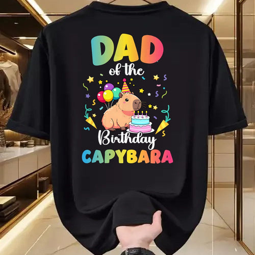 Cute Capybara Shirt, Funny Capybara Unisex T-Shirt/Hoodie/Sweatshirt HLT00 - Dad of The Birthday Girl Capybara Bday Party Family T-Shirt