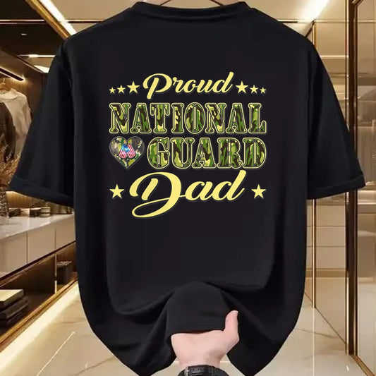 Gift for Dad Shirt, Funny Dad Unisex T-Shirt/Hoodie/Sweatshirt HLT00 – Proud National Guard Dad Dog Tags Heart Military Father Gift T-Shirt