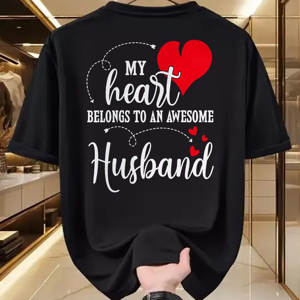 Best Wife Shirt, Wife and Husband Unisex T-Shirt/Hoodie/Sweatshirt HLT00 - My Heart Belongs To An Awesome Husband T-Shirt