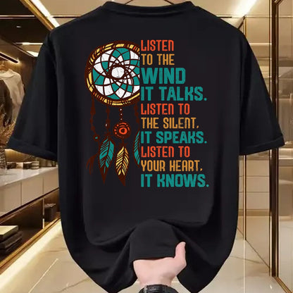 Native American T-Shirts, Vintage Native American Unisex T-Shirt/Hoodie/Sweatshirt HLT00 - Listen To The Wind It Talks Fun Native American Day Graphic