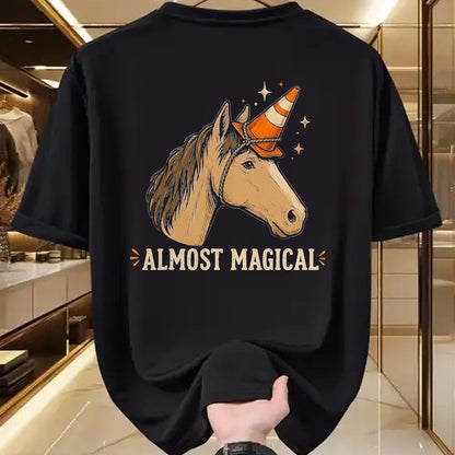 Best Horse Lover Shirt , Funny Horse UnisexT-Shirt/Hoodie/Sweatshirt HLT00 - Almost Magical Funny Horse Unicorn Humor T-Shirt, Men, Black, 3X-Large