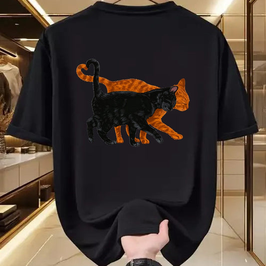 Cat Love Shirt, Funny Cat Lover Gift UnisexT-Shirt/Hoodie/Sweatshirt HLT00 - Black Cat Orange Cat Heart Tail Love T-Shirt (1)
