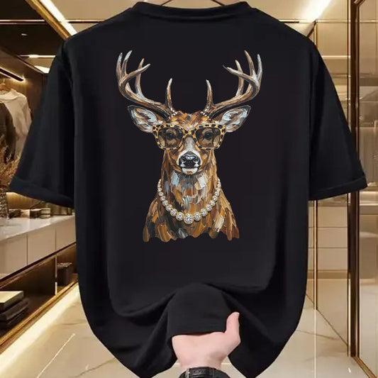Funny Hunting Shirt, Gift For Hunting Lover Unisex T-Shirt/Hoodie/Sweatshirt HLT00 - Glam Whitetail Deer Wearing Sunglasses Necklace Hunting T-Shirt