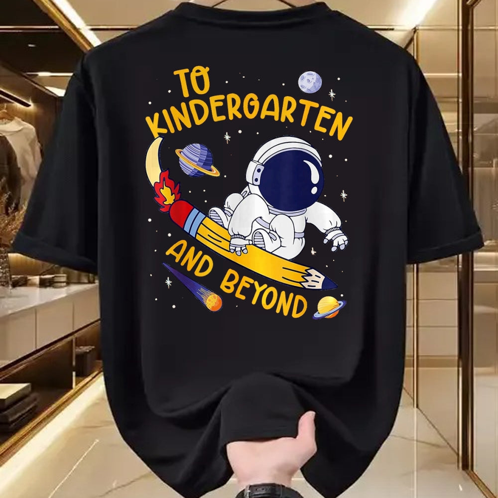 Best Student Shirt, Funny Back To School UnisexT-Shirt/Hoodie/Sweatshirt HLT00 - to Kindergarten and Beyond Astronaut Back to School T-Shirt, Women, Black, Large