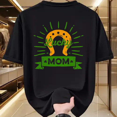 Gift for Mom Shirt, Funny Mom Unisex T-Shirt/Hoodie/Sweatshirt HLT00 - Lucky Mom St. Patricks Day Saint Paddy Horseshoe Shamrock T-Shirt