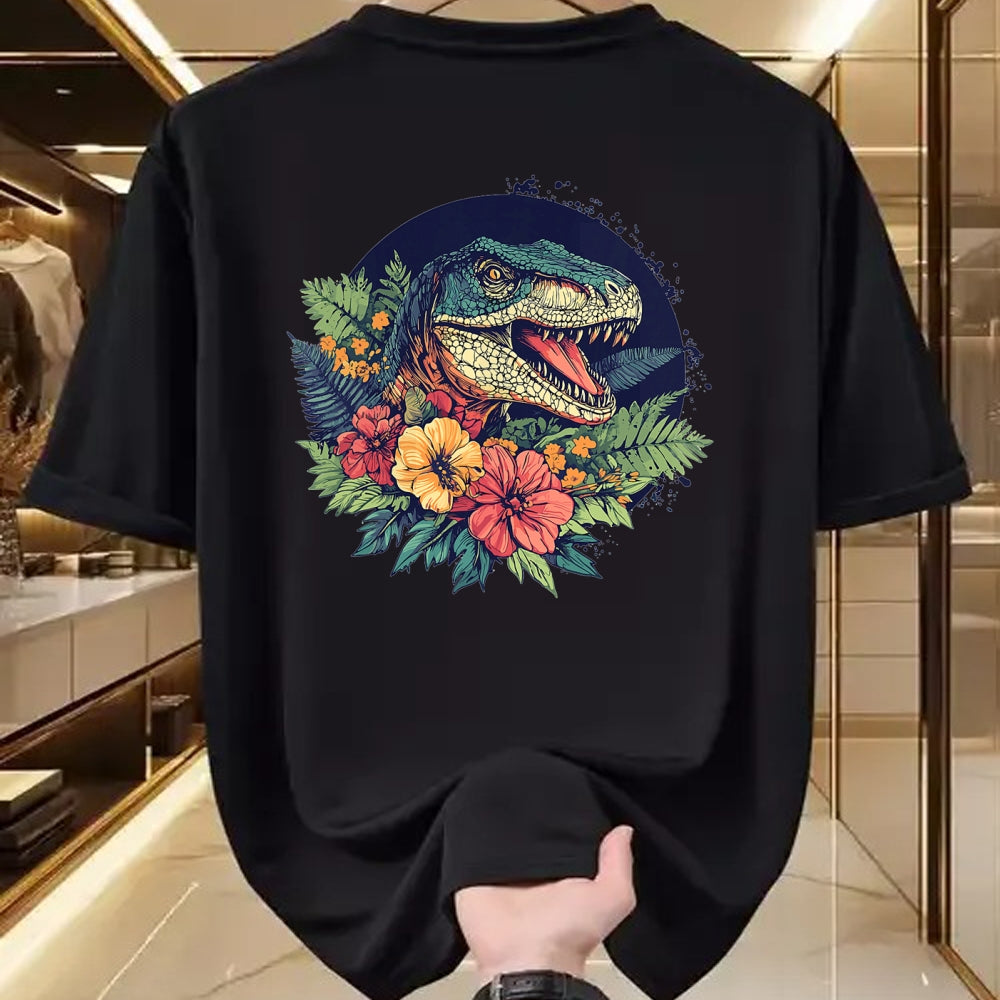 Best Dinosaur Lover Shirt, Funny Dinosaur UnisexT-Shirt/Hoodie/Sweatshirt HLT00 - Dinosaur With Floral Background Artwork T-Shirt