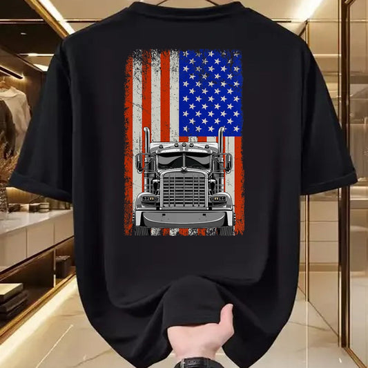 Best Truck Driver Life Shirt, Funny Trucker UnisexT-Shirt/Hoodie/Sweatshirt HLT00 - US American Flag Semi Truck Driver T-Shirt (4)