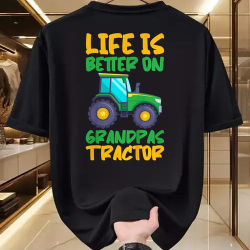 Best Farmer Life Shirt, Funny Farmer UnisexT-Shirt/Hoodie/Sweatshirt HLT00 - Young Farmer Funny Tractor Boy On Grandpas Tractor T-Shirt