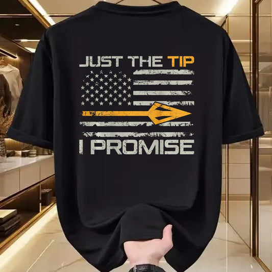 Funny Hunting Shirt, Gift For Hunting Lover Unisex T-Shirt/Hoodie/Sweatshirt HLT00 - Just The Tip I Promise - Funny Bow Hunting Camo (ON Back) T-Shirt