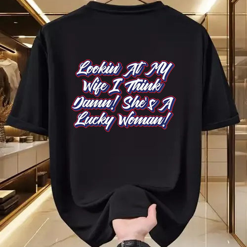 Best Wife Shirt, Wife and Husband Unisex T-Shirt/Hoodie/Sweatshirt HLT00 - Gift for wife T shirt, lucky wife   Funny Teaser Shirts - My Wife Is A Lucky Woman T-Shirt