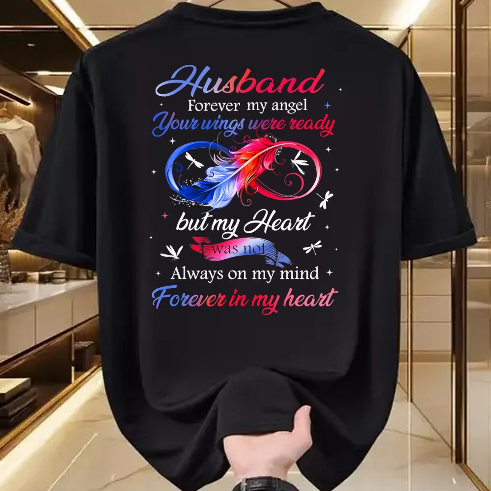 Best Wife Shirt, Wife and Husband Unisex T-Shirt/Hoodie/Sweatshirt HLT00 - Husband Forever my angel Your wings were ready but my Heart T-Shirt