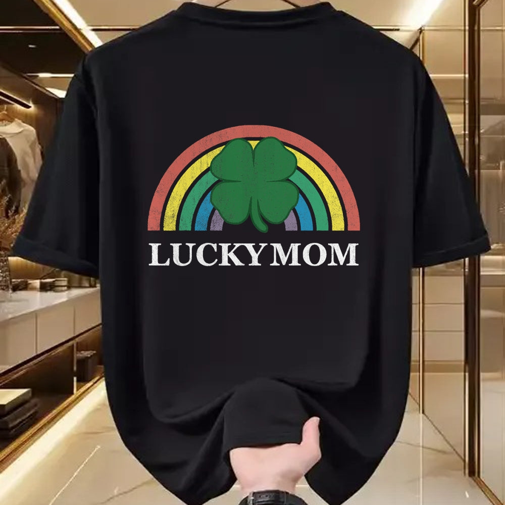 Gift for Mom Shirt, Funny Mom Unisex T-Shirt/Hoodie/Sweatshirt HLT00 - Lucky Mom Shamrock St. Patricks Day Rainbow Saint Paddys T-Shirt