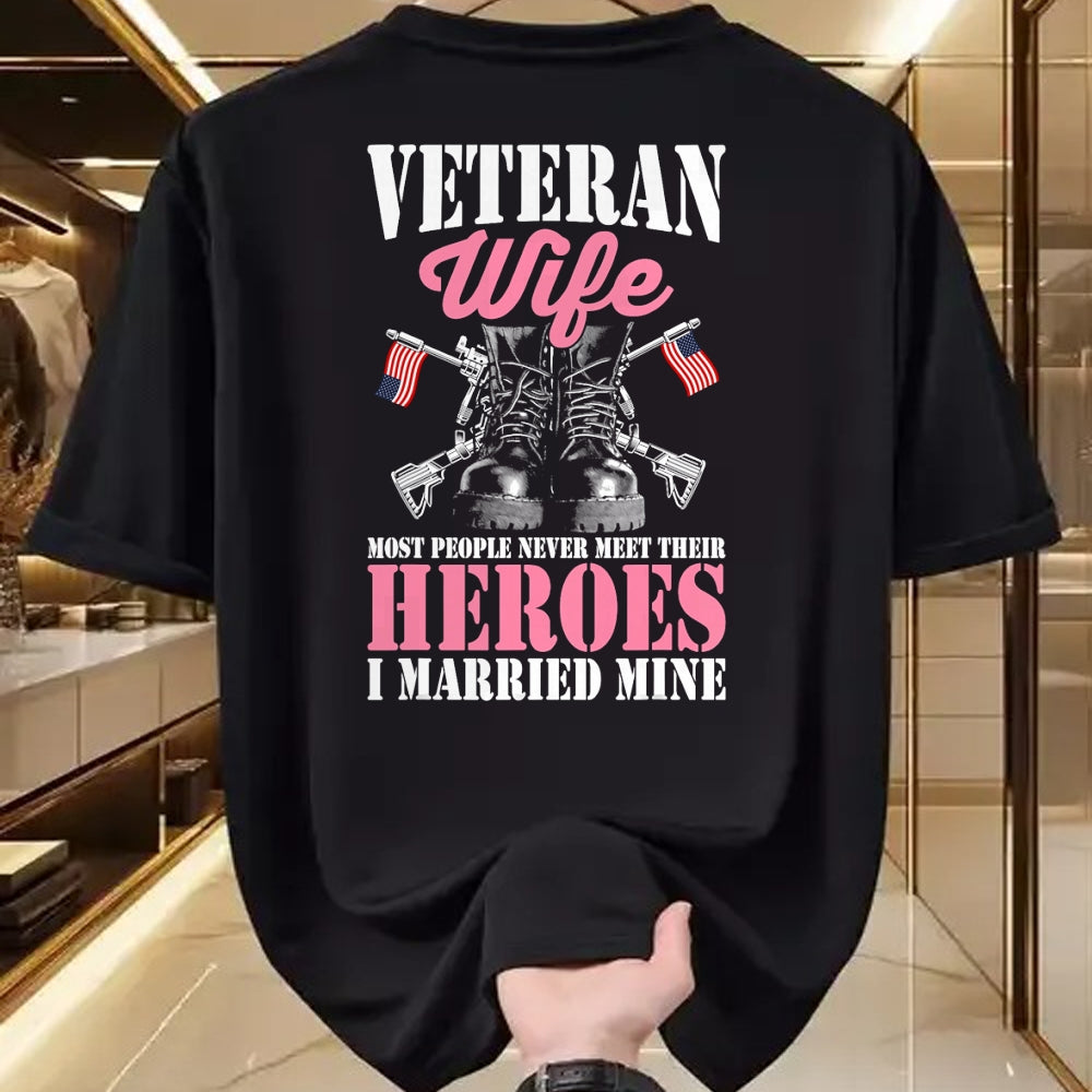 Proud Veteran Shirt, Funny Veteran UnisexT-Shirt/Hoodie/Sweatshirt HLT00 - Veteran Wife Married Mine Proud Military Veteran Husband T-Shirt
