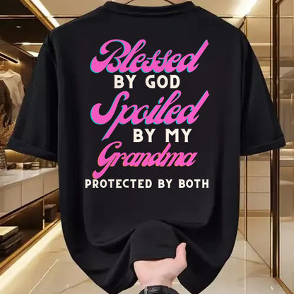 Best Grandma Shirt, Proud Grandma Unisex T-Shirt/Hoodie/Sweatshirt HLT00 - Blessed By God Spoiled By My Grandma Protected By Both T-Shirt