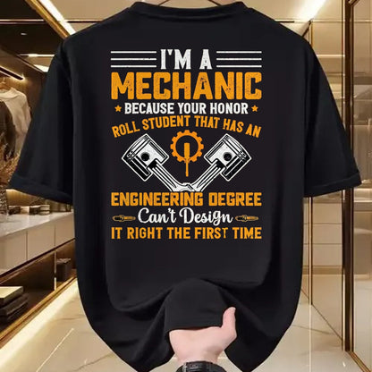 Best Mechanic Life Shirt, Funny Mechanic UnisexT-Shirt/Hoodie/Sweatshirt HLT00 - I'm A Mechanic Because Your Honor Roll Student that Mechanic T-Shirt, Men, Black, 3X-Large
