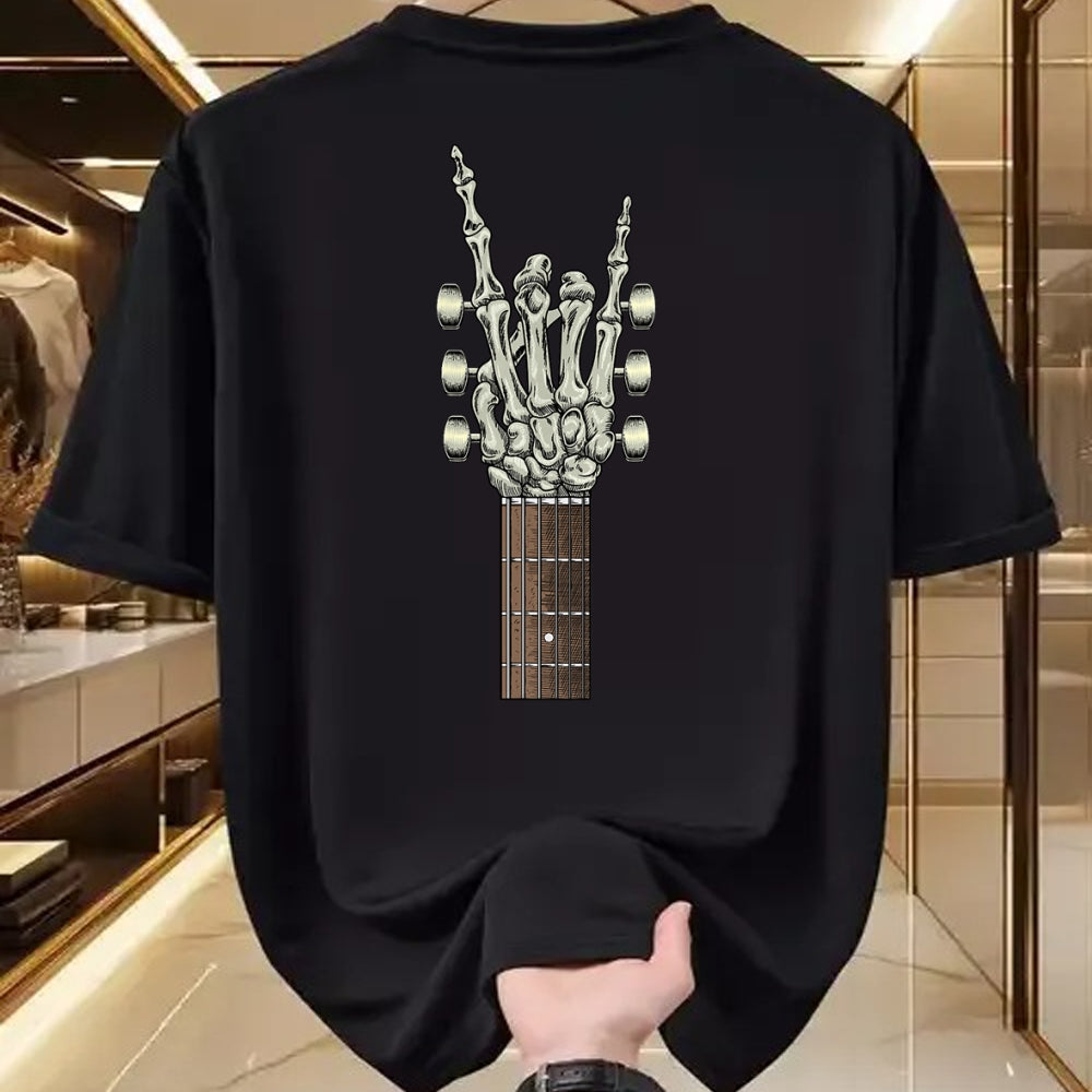 Guitar Lover Shirt, Funny Guitar UnisexT-Shirt/Hoodie/Sweatshirt HLT00 - Rock On Skeleton Hand Guitar Gifts Men Graphic Tee Rock Band T-Shirt
