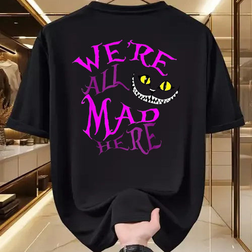 Cat Love Shirt, Funny Cat Lover Gift UnisexT-Shirt/Hoodie/Sweatshirt HLT00 - Cheshire Cat - We_re All Mad Here T-Shirt, Women, Black, Large