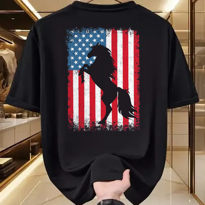 Best Horse Lover Shirt , Funny Horse UnisexT-Shirt/Hoodie/Sweatshirt HLT00 - Horse American Flag USA 4th of July Men Women Boys Girls T-Shirt