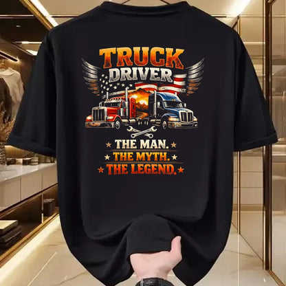 Best Truck Driver Life Shirt, Funny Trucker UnisexT-Shirt/Hoodie/Sweatshirt HLT00 - Truck Driver The Man The Myth The Legend US American Flag T-Shirt