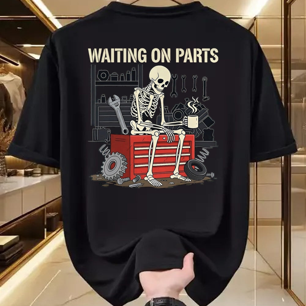 Best Mechanic Life Shirt, Funny Mechanic UnisexT-Shirt/Hoodie/Sweatshirt HLT00 - Waiting On Parts Skeleton Garage Auto Mechanic Repair T-Shirt, Men, Black, Large