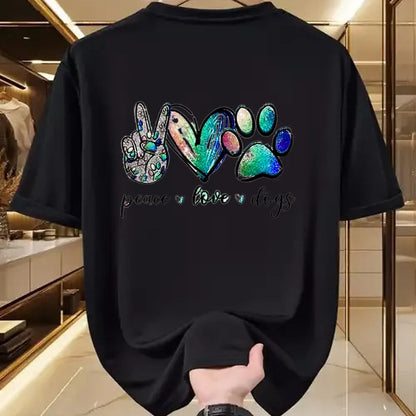 Dog Love Shirt, Dog Lover Gift T-Shirt/Hoodie/Sweatshirt HLT00 - Womens Peace love dogs V-Neck T-Shirt