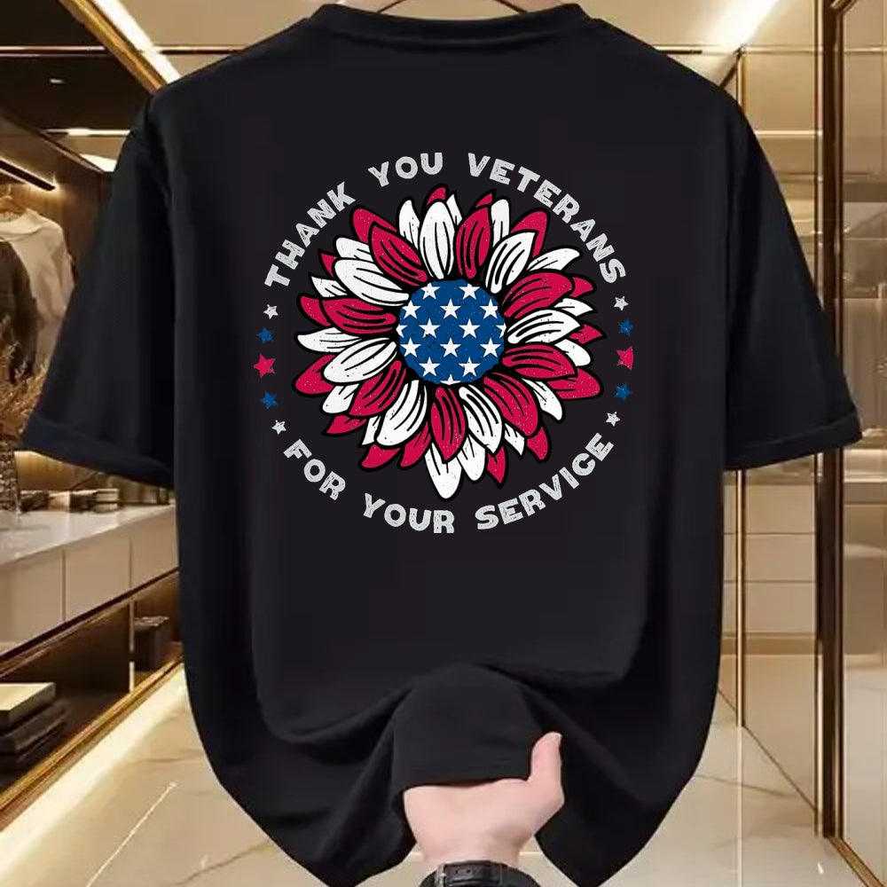 Proud Veteran Shirt, Funny Veteran UnisexT-Shirt/Hoodie/Sweatshirt HLT00 - Thank You Veterans Sunflower, Military Veterans Day Tribute T-Shirt, Men, Black, 3X-Large