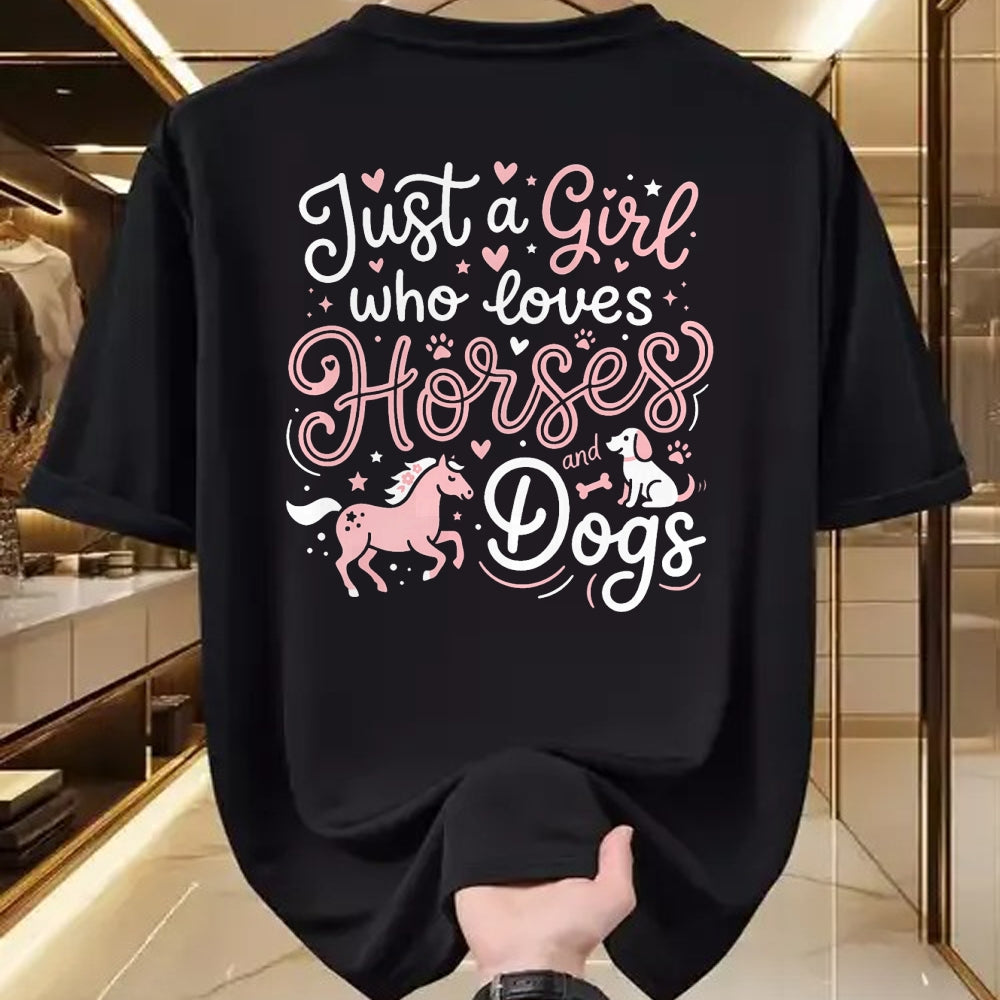 Best Horse Lover Shirt , Funny Horse UnisexT-Shirt/Hoodie/Sweatshirt HLT00 - Just A Girl Who Loves Horses and Dogs T-Shirt
