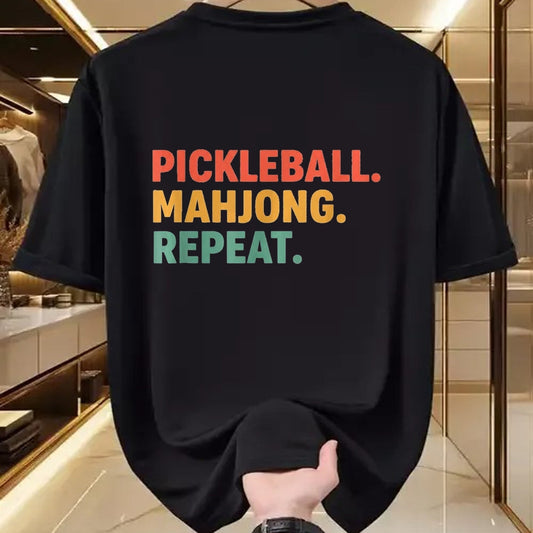 Funny Pickleball Shirt, Pickleball Lover Unisex T-Shirt/Hoodie/Sweatshirt HLT00 - Pickleball Mahjong Repeat Funny Sports Slogan Active Hobby T-Shirt, Women, Kelly Green, Large