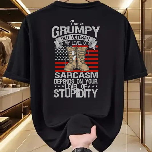 Proud Veteran Shirt, Funny Veteran UnisexT-Shirt/Hoodie/Sweatshirt HLT00 - I_m A Grumpy Old Veteran Funny Army US Flag Grandpa T-Shirt